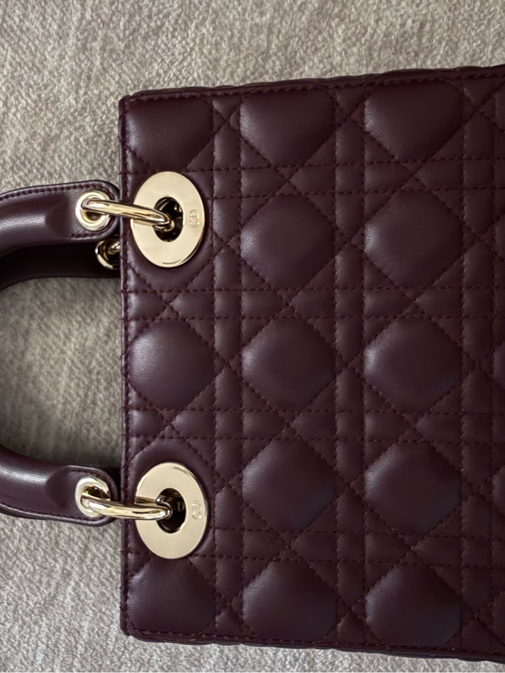 Authentic Christian Dior Small Lady Dior My ABCDior – Burgundy Lambskin - Picture 6 of 17